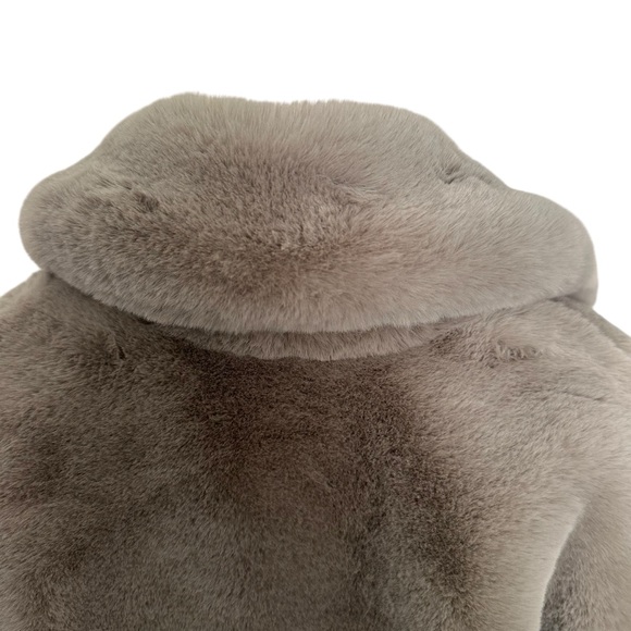 NWT Zara faux fur soft mink oversized gray trench coat jacket size small NEW - Picture 7 of 9
